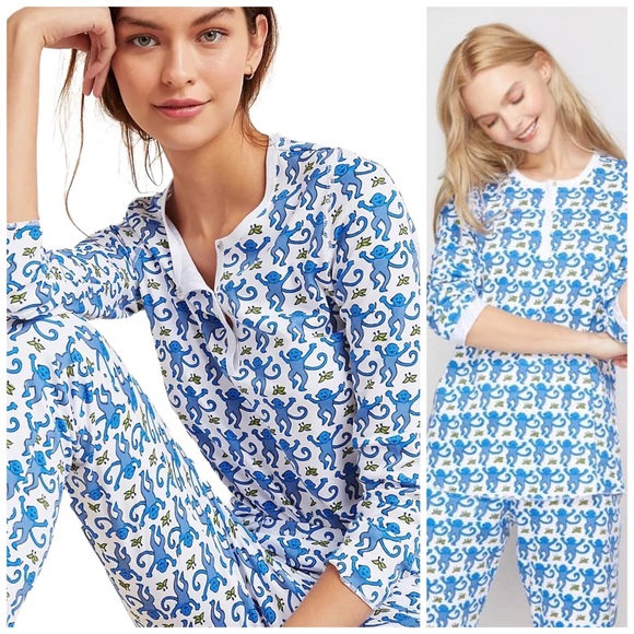 Roller Rabbit Other - NWOT Roller Rabbit Blue Monkey Pajamas sz M